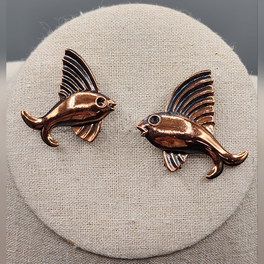 Vintage Copper Tone Fish Brooches Pins. Set Of‎ 2.